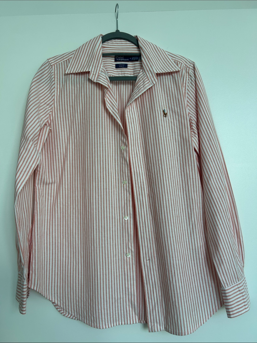 Ralph Lauren Orange and White Striped Cotton Shirt